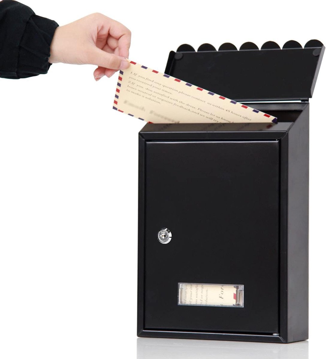 Metalen brievenbus - Wand brievenbus - Post veilig ontvangen - Waterdicht en stevig - 21x6.5x30cm - Zwart