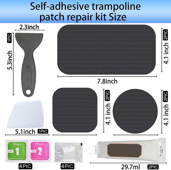 Trampoline reparatieset - Veer pad - Mat repareren - Waterdichte lijm - 6 stuks - Zwart — afbeelding 5