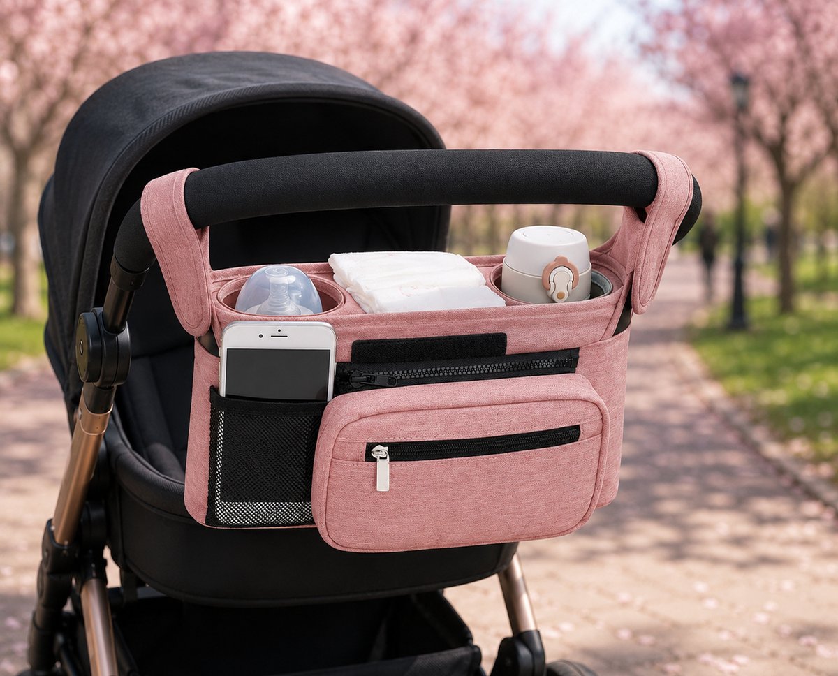 Universele Kinderwagen Organizer - Compacte Tas Buggy - Roze - Box Tas - Box organizer van Mylinsé