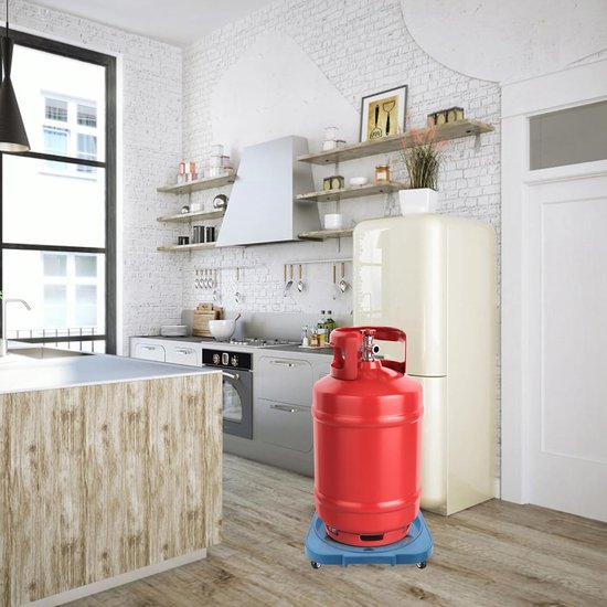 Gas Tank Rack - Mobiele Basis - Flessen Verplaatsen - Versterkt Ontwerp - 31 x 31 cm - Blauw — afbeelding 4