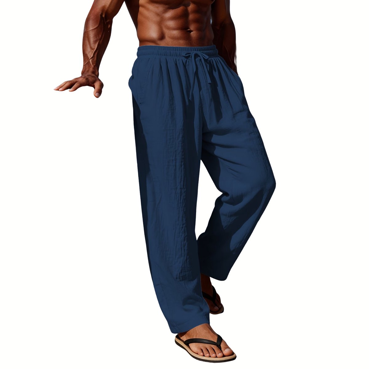 Currero Linnen Broek Heren - Zomerbroek - Volwassenen - Lange Broek - Pantalon - Strandbroek - Zomer - Ibiza Stijl - Marineblauw M