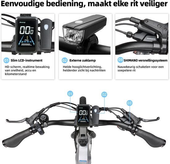 TTGO E-SUVO S6 - Full Suspension Elektrische Mountainbike - 27,5 inch Aluminium Softtail Frame - 120 km Actieradius - 720Wh Grote Accu - 70Nm Krachtig Koppel - Hydraulische Schijfremmen - Shimano 7 Versnellingen - Zilver van TTGO — afbeelding 3