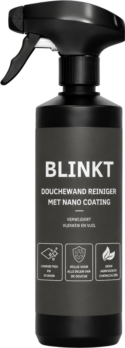 Douchewand Reiniger met Nano Coating - Glazen Wand Douche Poetsen - Langer Schoon met Minder Poetsen - Tegen Kalkaanslag & Zeepresten - Douchecabine Schoonmaken - Voor Glas & Tegels - 500ml - BLINKT