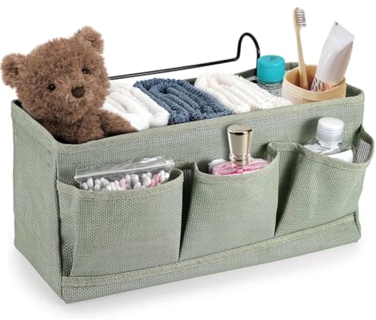 ModernStore Ophangbare Bedorganizer met 3 Vakken - Ruimtebesparend Nachtkastje Alternatief voor Slaapkamer, Stapelbed, Hoogslaper - Groen