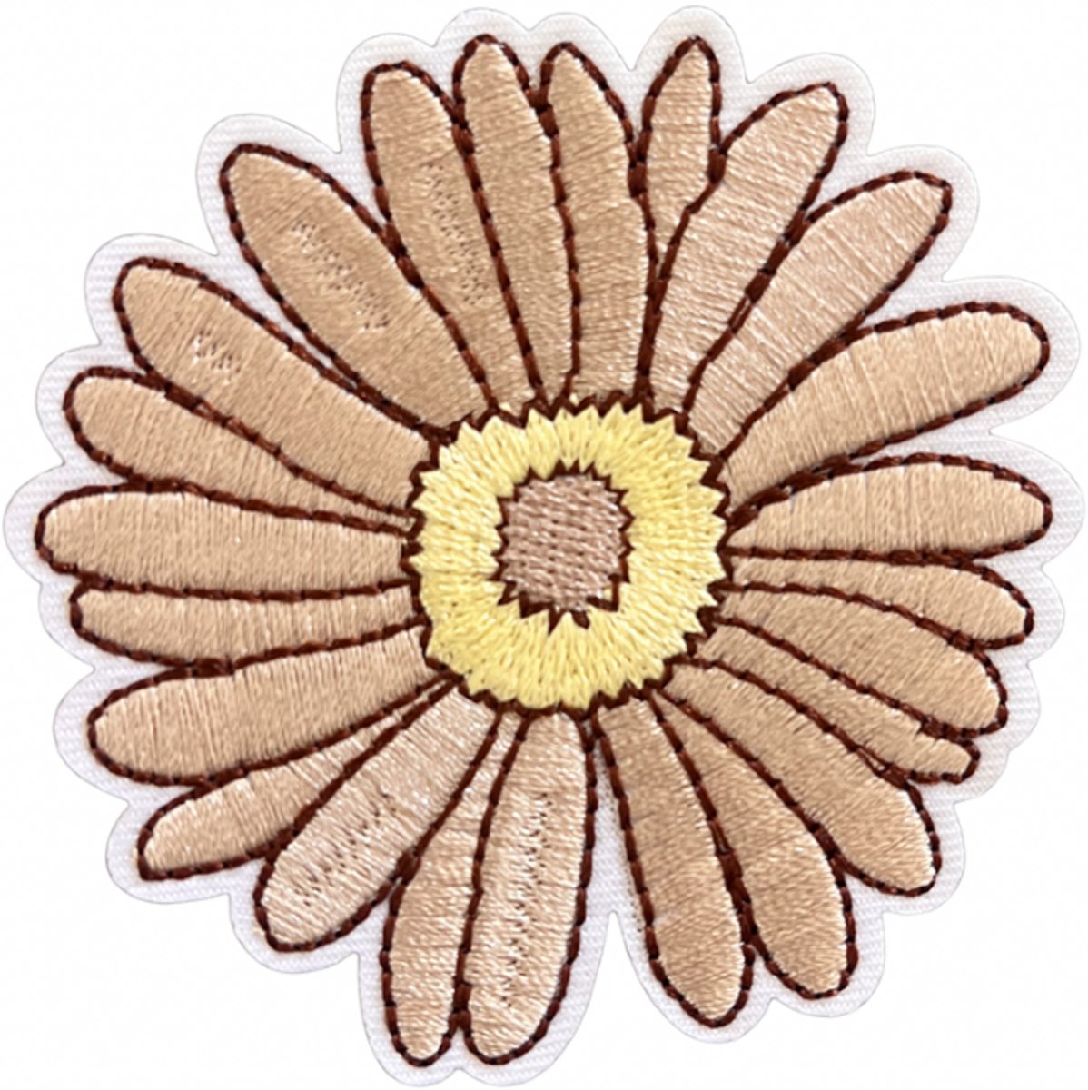 Beige Bloem - Strijk Embleem - Opstrijkbare geborduurde patch - Kleding Patch - Versiering Voor Kleding - Iron On - Doe-het-zelf-accessoires - Naai op geborduurde applicatie