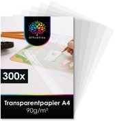 300 vel A4 transparant papier, 90g/m², met OfficeTree logo. Gedrukt met '300x Transparentpapier A4 90g/m²'.