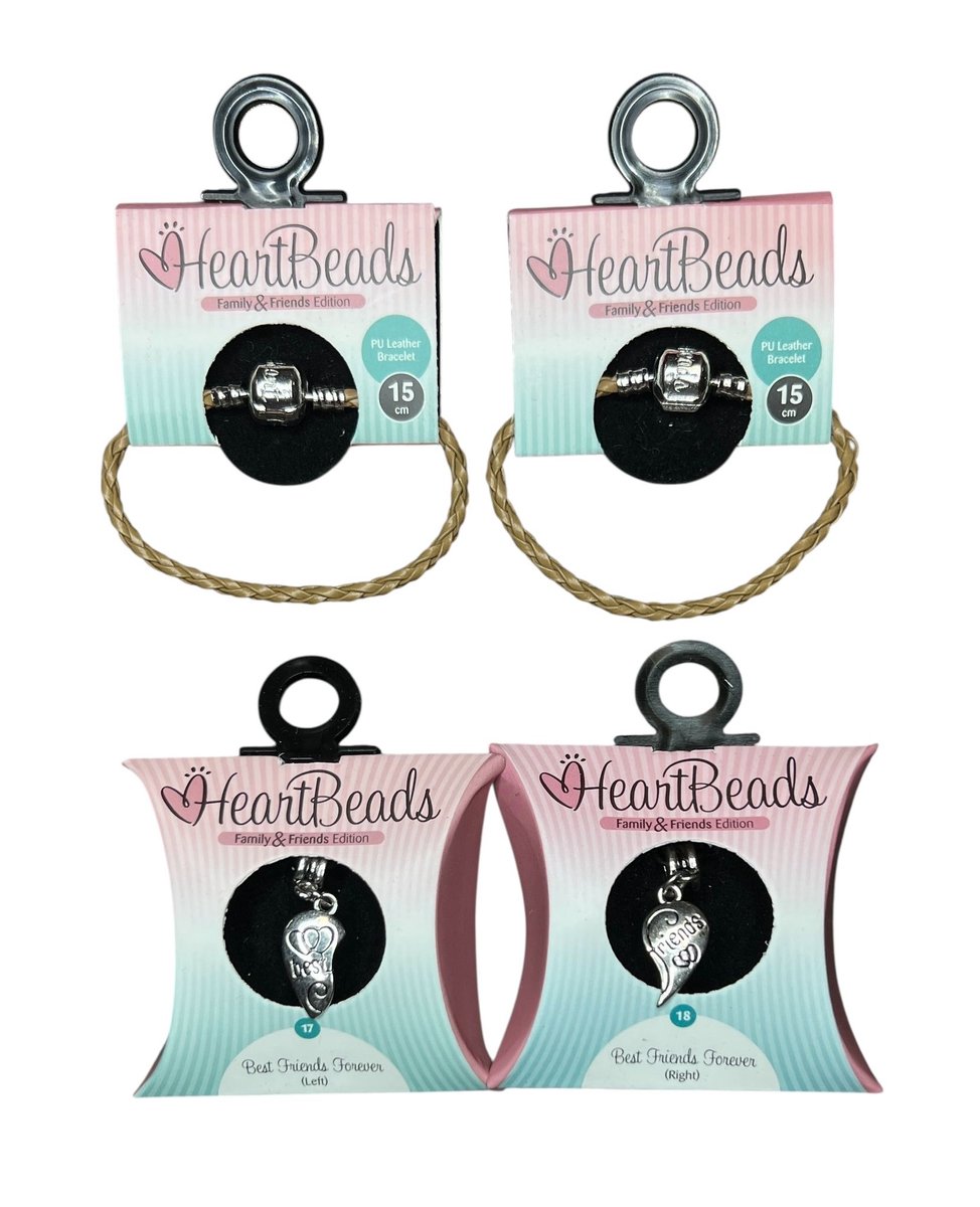 HeartBeads BestFriends Armbandjes Goud PU Leer 15cm