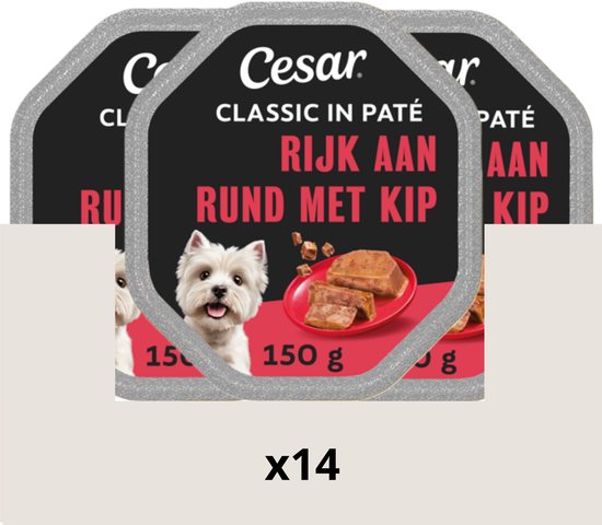 Cesar Classic Paté Honden Natvoer - Rund - 14 x 150 gr