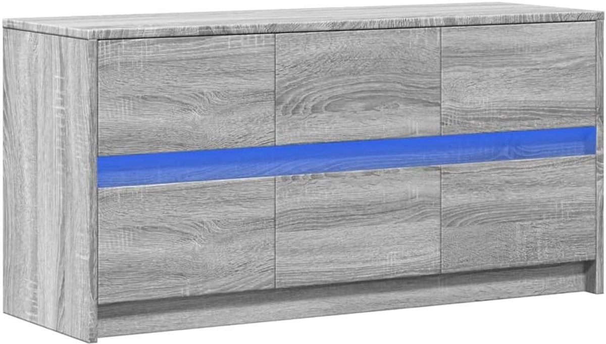TV meubel met LED - Mediameubel Dressoir - Entertainment organiseren - Met RGB LED verlichting - 100x34x50 cm - Grijs Sonoma