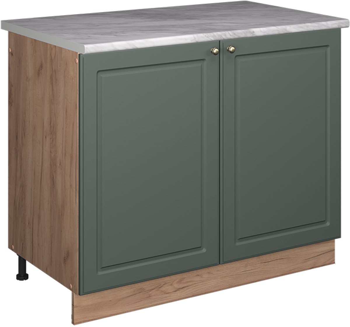 Vicco Wastafelkast Fame-Line, Groen-Goud Landhuis/Goudkleurig Eiken, 100 cm, WB Marmer