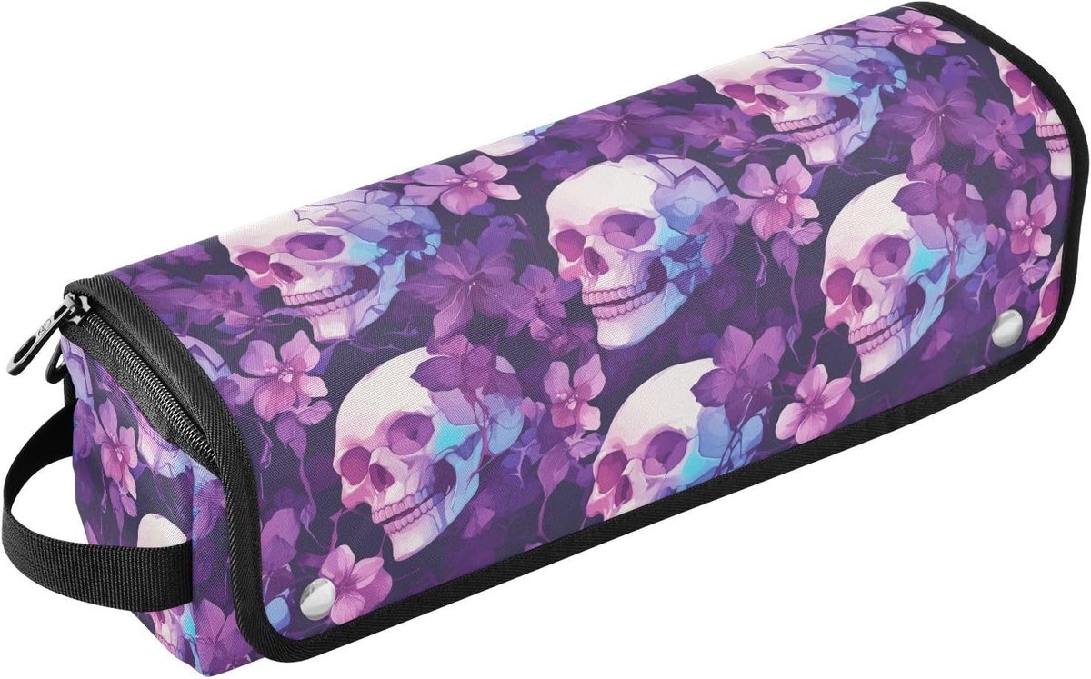 Krultang Reistas - Hittebestendige Mat Organizer - Haarstyling Opbergen - Magnetisch Afneembaar - 1 Size - Sneeuwvlok Zwart Wit