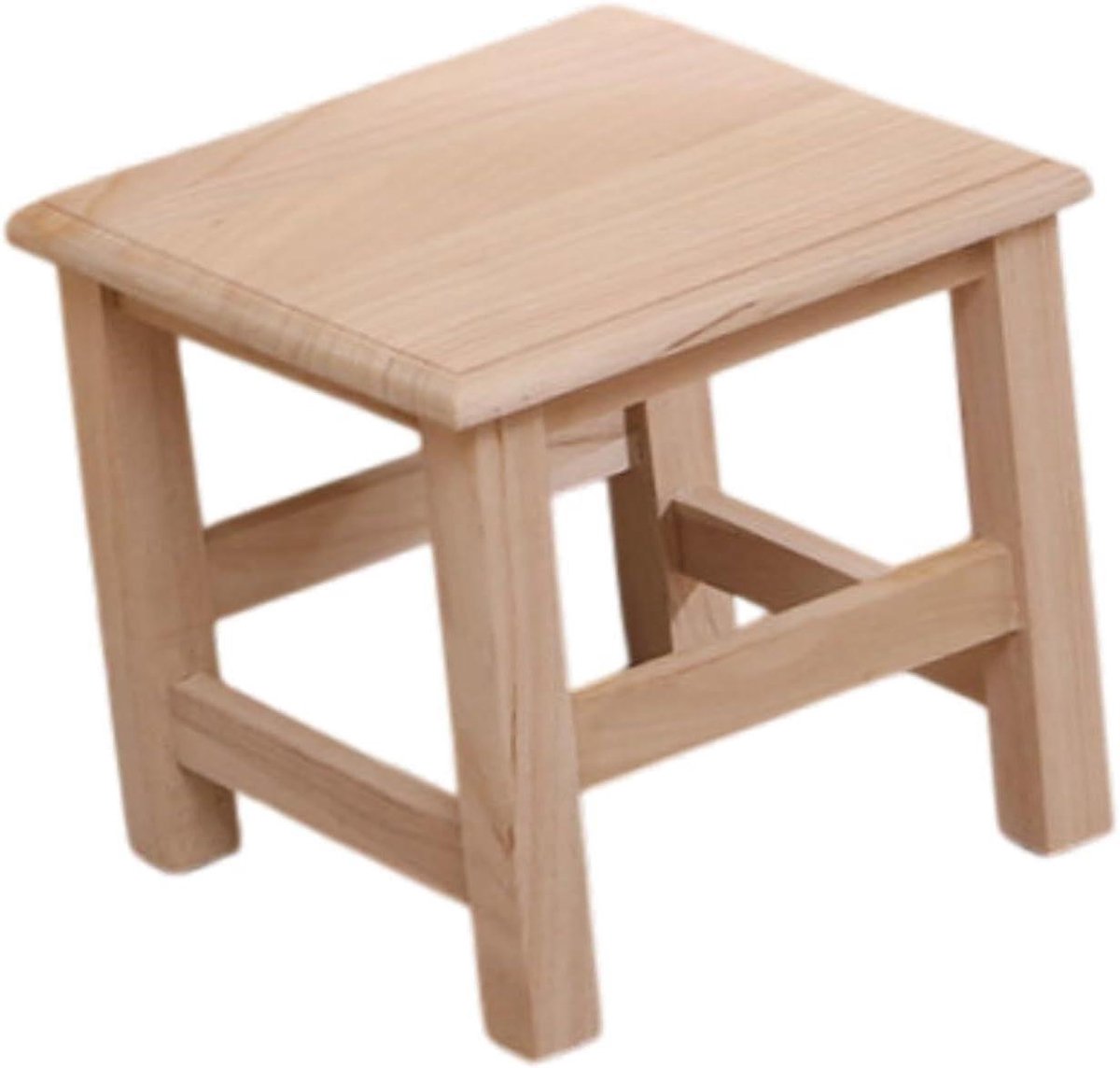 Houten kinderkrukje - Opstapje bankje - Kinderkamer organiseren - Antislip en geluidsdempend - 26 x 26 x 26 cm - Houtkleur