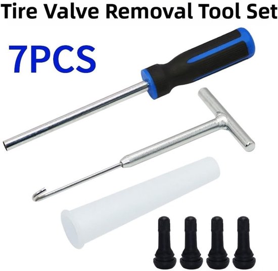 Ventiel Reparatie Set - Bandengereedschap Klepsteel - Banden Onderhoud - T-handvat Trekker - 28 x 8.7 x 3.5 cm - D — afbeelding 2