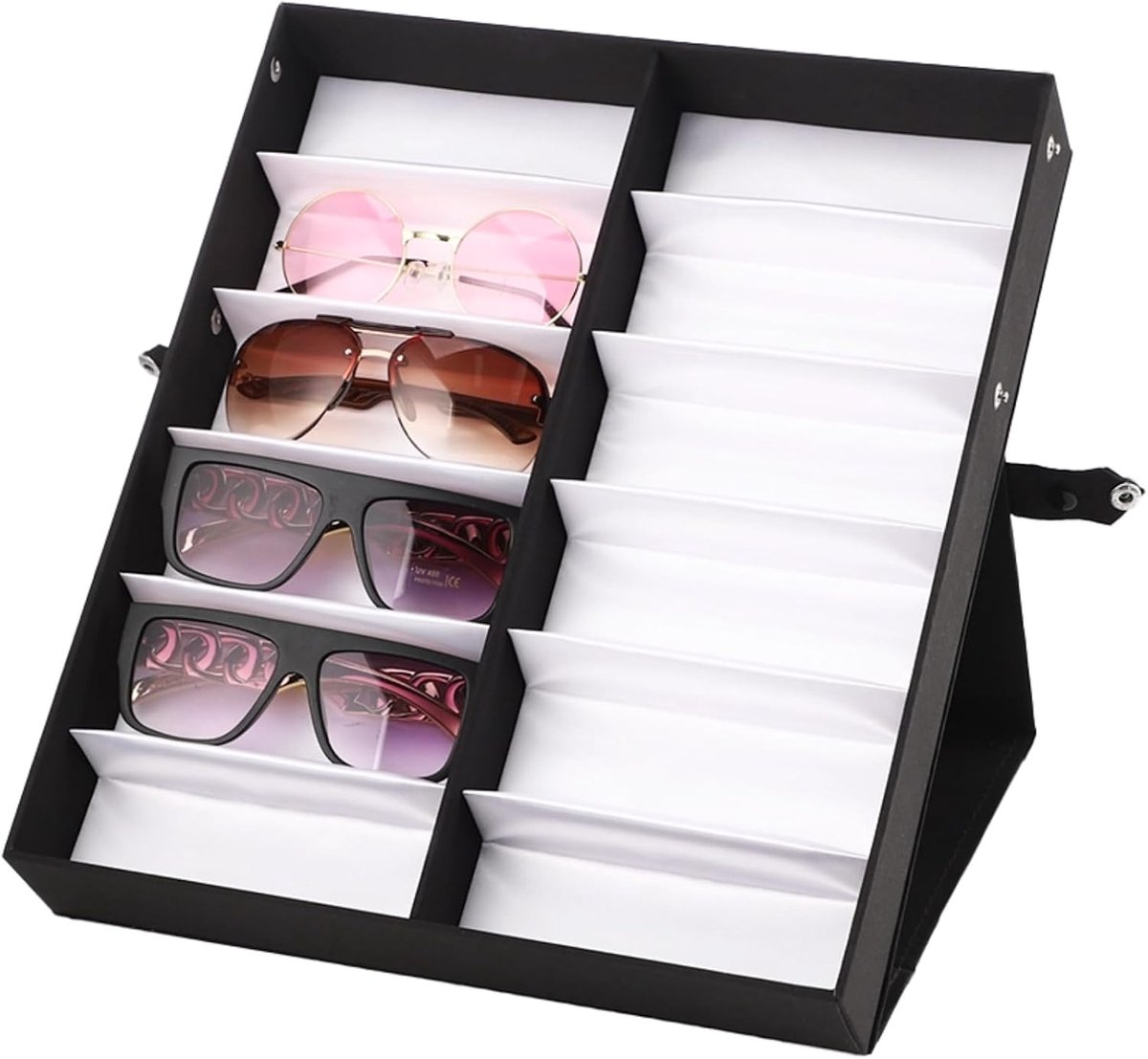 Vitrinekast Brillen - Brillenorganizer Display - Collectie Tonen - 12 Vakken - 32 x 38 cm - Zwart