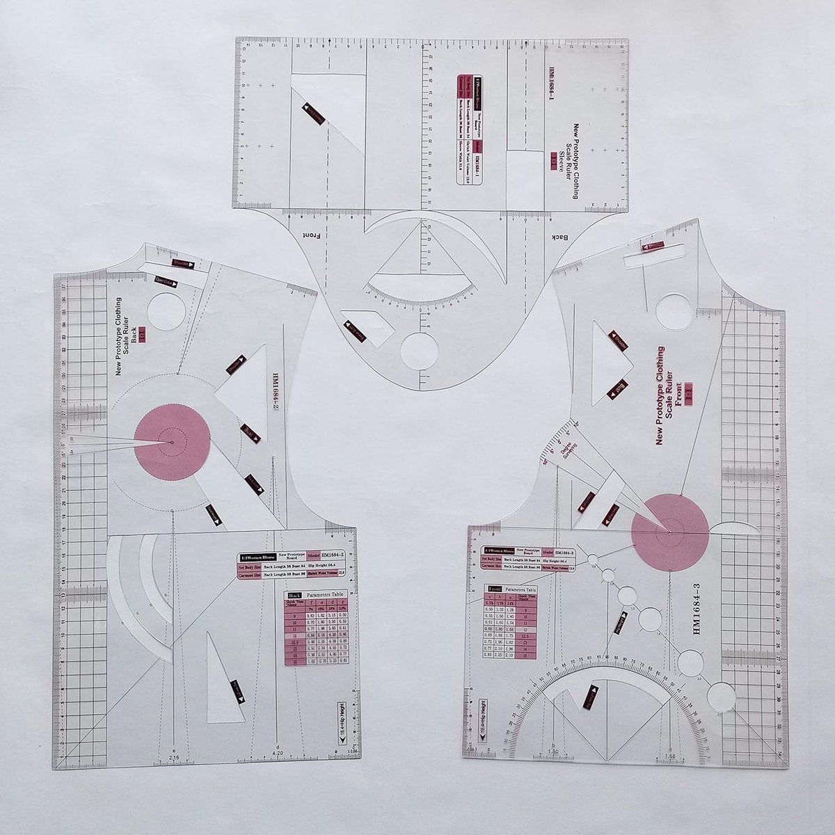 Mode Ontwerp Liniaal - Patroonliniaal Kleding - Kleding Tekenen - 1:1 Schaal Ontwerp - 160x84 cm - Transparant
