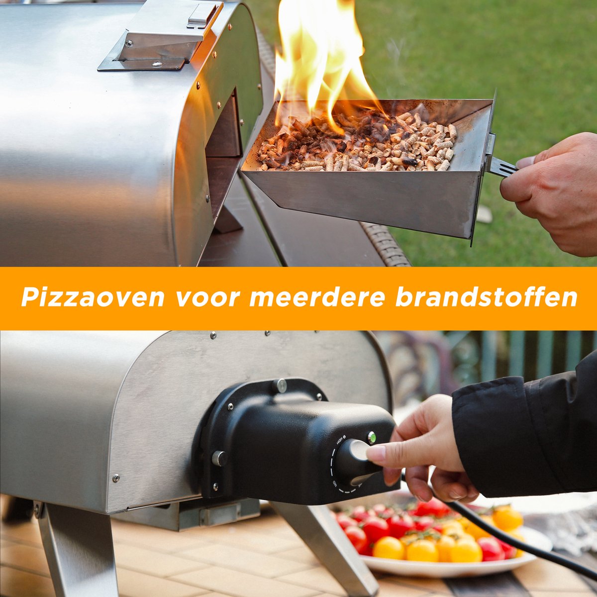 BIG HORN OUTDOORS Pizza Oven - Multi-Fuel Pellet & Gas Pizza Oven - Draagbare Outdoor Pizza Oven met Pizzasteen en Draagtas - Houtgestookt & Propaan Gas - Zwart - 12 Inch – foto 5
