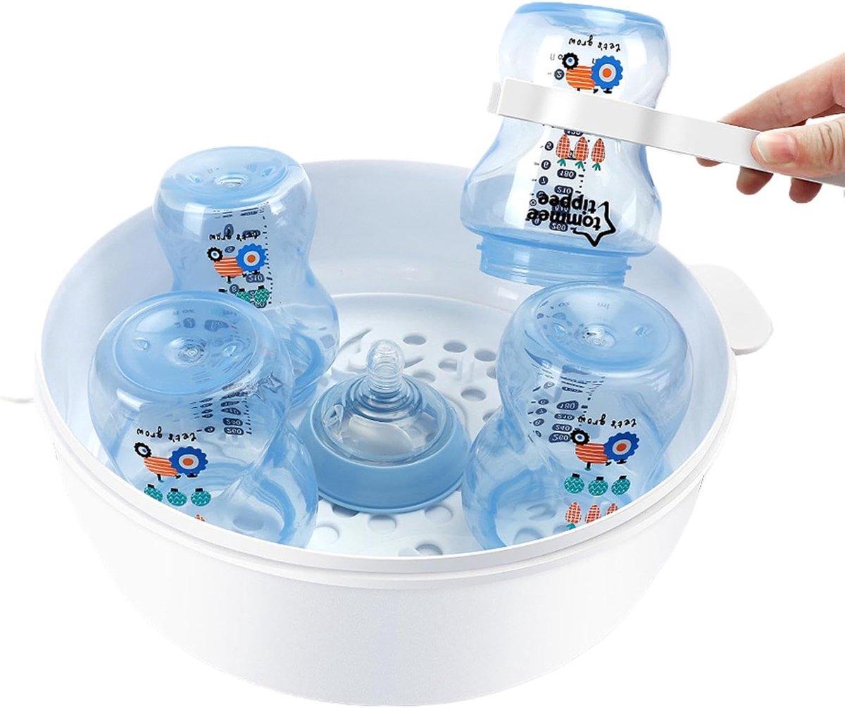 Flessenstoomreiniger - Sterilisatiedoos Magnetron - Babyflessen Reinigen - Snelle Stoomreiniging - Tot 6 Flessen - Wit