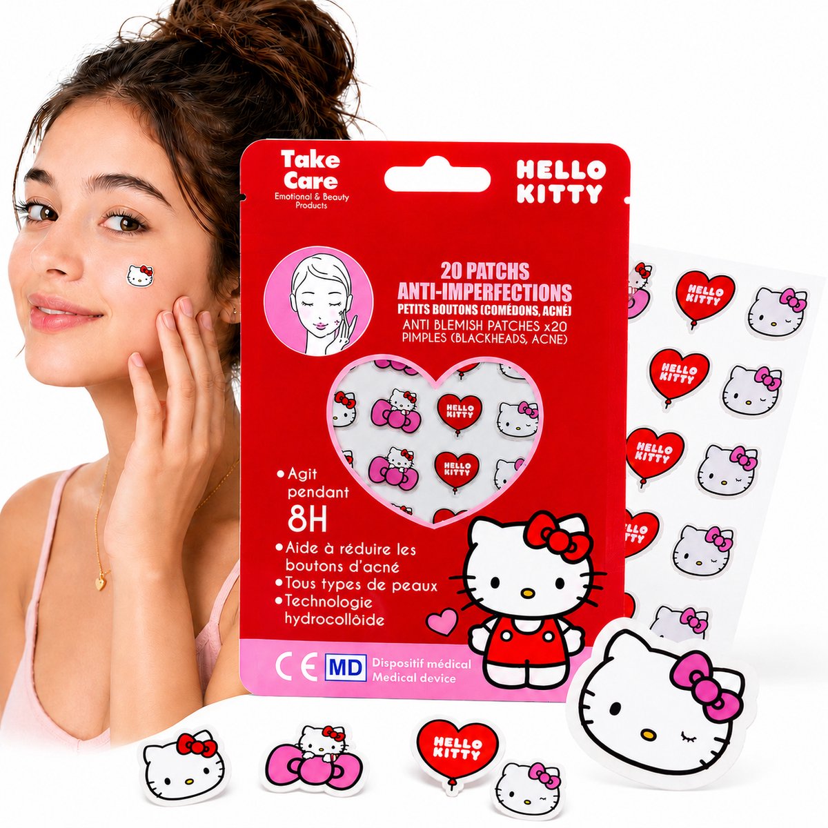 Hello Kitty Pimple Patch - Acne Patch - Pleister - Puistjes Pleister - Verwijdert Mee-eters - Sticker - 20 stuks
