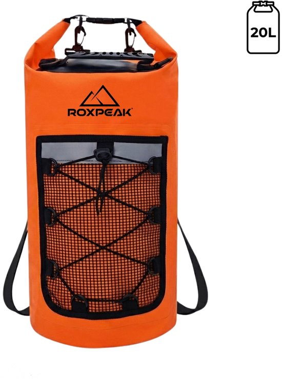 RoxPeak® AquaGuard Drybag - 20 Liter - Waterdichte tas - Boot tas - Wintersport tas - Survival & Outdoor rugtas - oranje