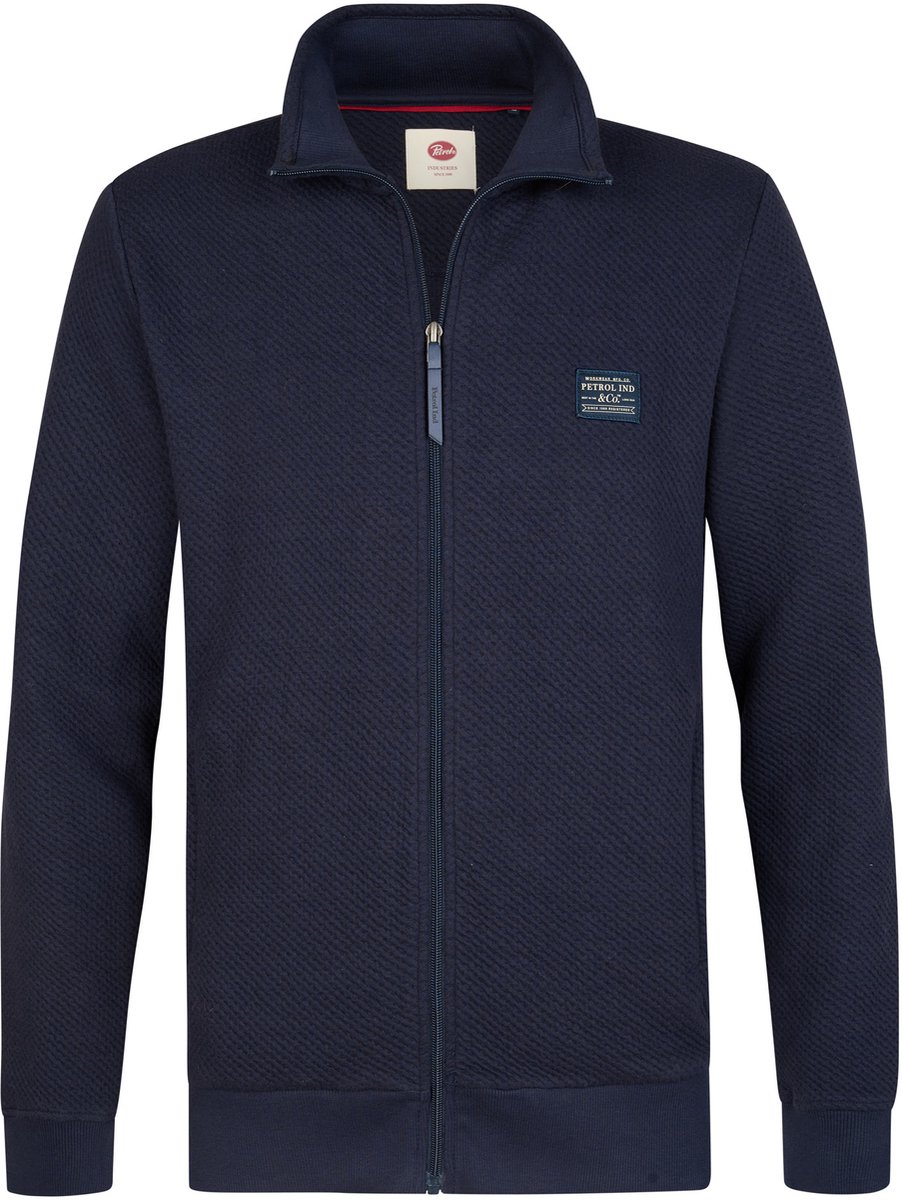 Petrol Industries - Heren Sweater met rits bij de kraag steelcrest - Blauw - Maat XXXL