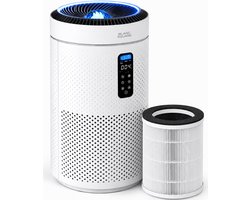 BLANC SQUARE® Luchtreiniger PRO - Air Purifier met HEPA 13 + Koolstoffilter + UV-Desinfectie - CADR 400m³/h 100m² - Filtert Pollen, Geurtjes en Stof - Automatisch + 3 Standen - Clean Air Luchtkwaliteitsindicator