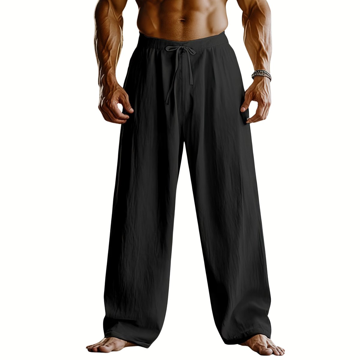 Currero Linnen Broek Heren - Zomerbroek - Volwassenen - Lange Broek - Pantalon - Strandbroek - Zomer - Ibiza Stijl - Zwart XL
