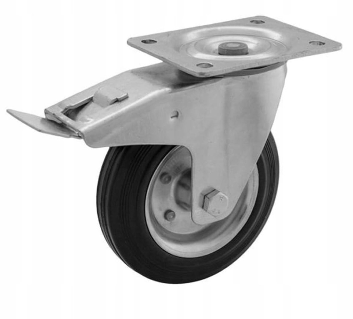 Rader - Zwenkwiel - Stalen Beugel - 80mm - Met Rem