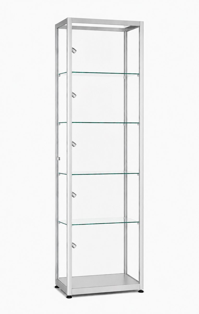 Helioz vitrine Trendline Highlight 600 RVA met railverlichting - aluminium