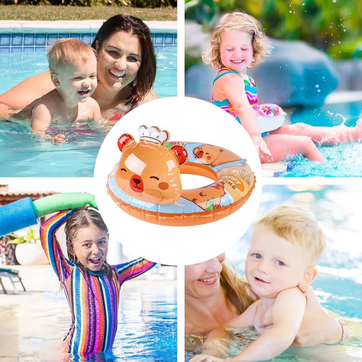 Opblaasbare zwemband - Zwemring baby Kinder zwemband - Waterpret - Twee luchtkamers - 54 cm - Capybara cartoon – foto 4