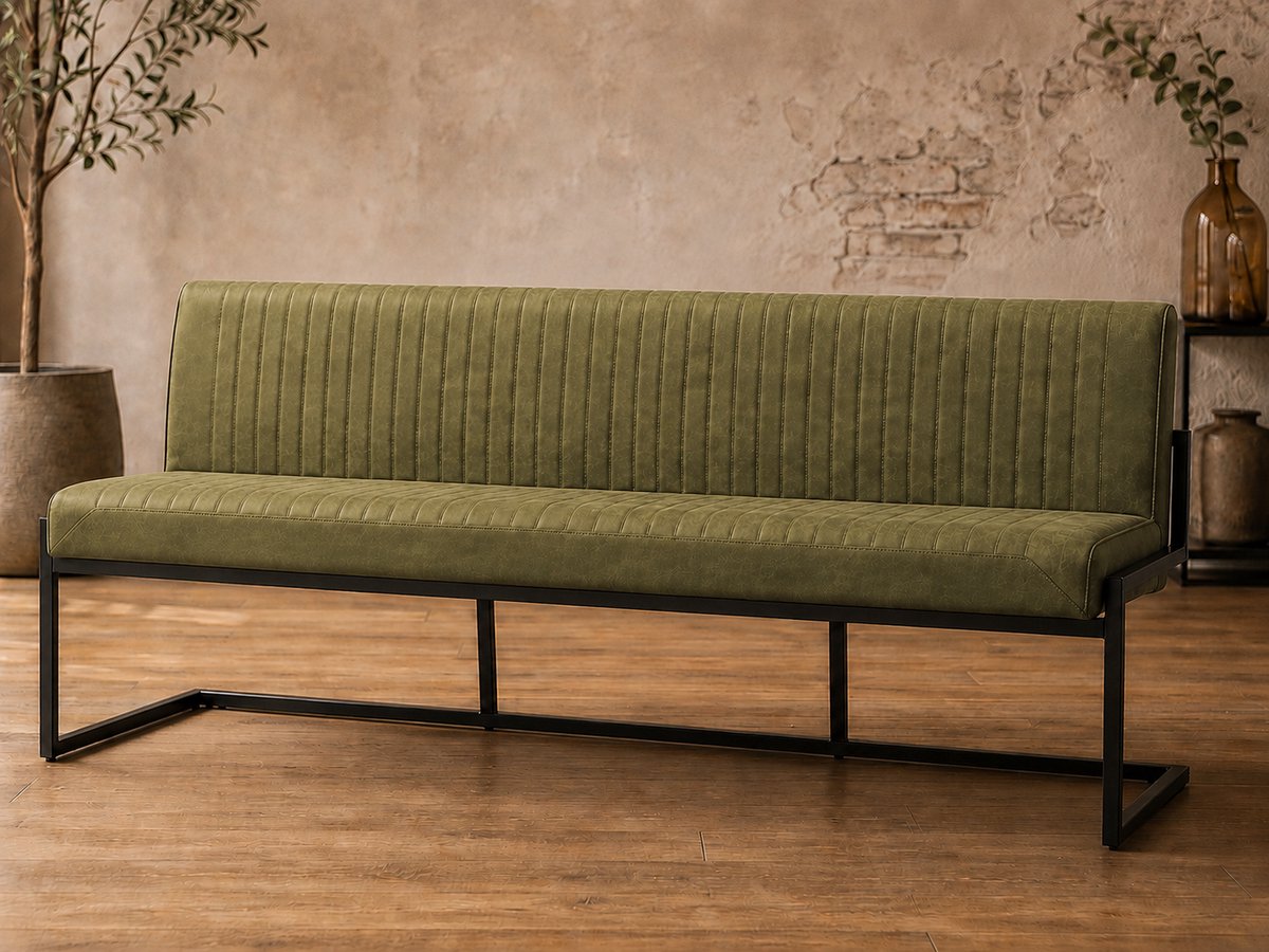 Eetkamerbank Belgie 185 cm Micro Leder Groen