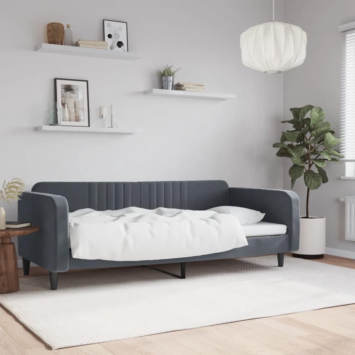 Dagbed Slaapbank - Bank Bed - Gastvrij Ontvangen - Robuuste Constructie - 100 x 200 cm - Donkergrijs
