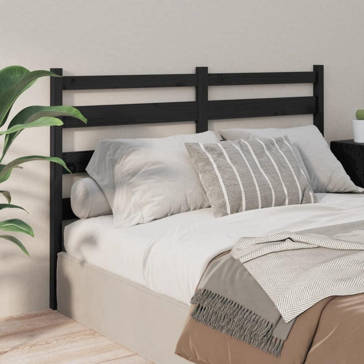 Hoofdeinde Hout - Bed Decoratie - Bed Opknappen - Houten Lattendesign - 146 x 100 cm - Grijs