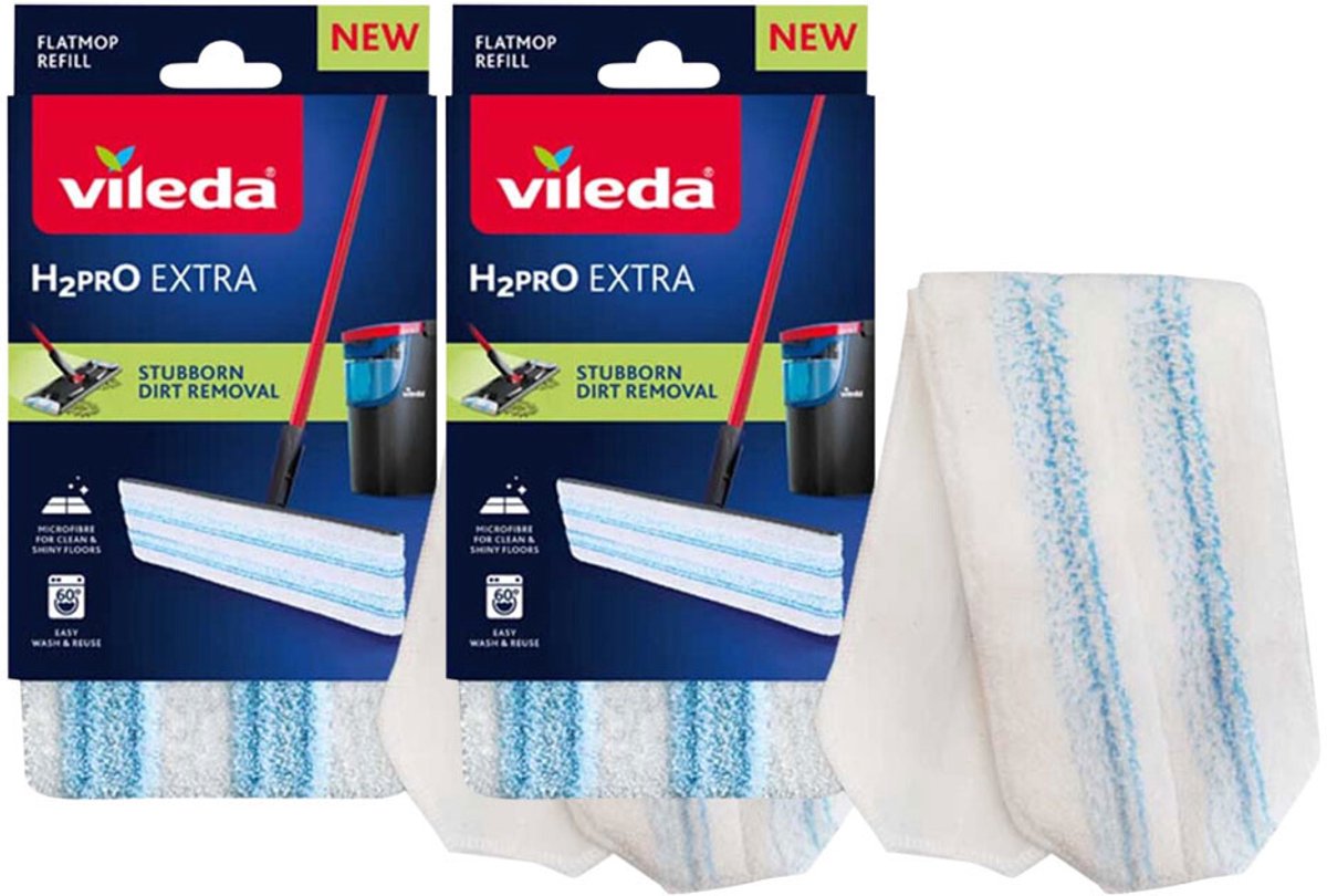 Vileda H2Pro Dweil Navulling H2Pro Flatmop - 2 x 1 Stuk - Voordeelverpakking