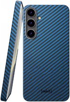 NEKIT Fiber Hoesje Geschikt voor Samsung Galaxy S24 - Compatibel met MagSafe - High-tech Kevlar Aramidevezels 1500D - Back Cover Ultra Dun - Blauw