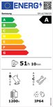 Energielabel met vermelding van Samsung SM-A276B/DS, energieklasse A, batterijduur 51u 10min en IP64.