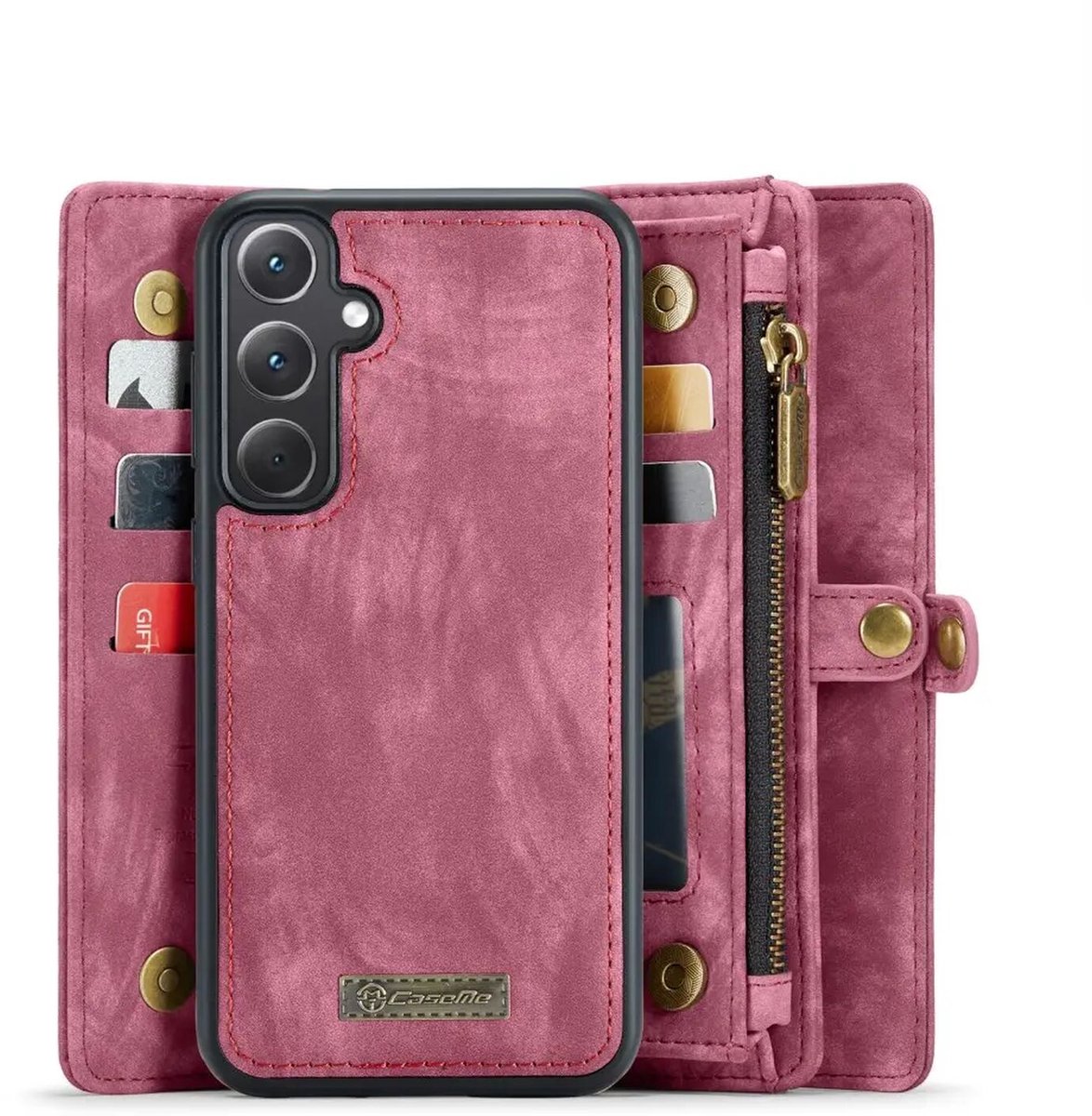 CaseMe 008 Geschikt voor Samsung Galaxy A36 - 2-in-1 Book Case en Back Cover - Magnetisch Uitneembaar - Portemonnee Hoesje - Rood