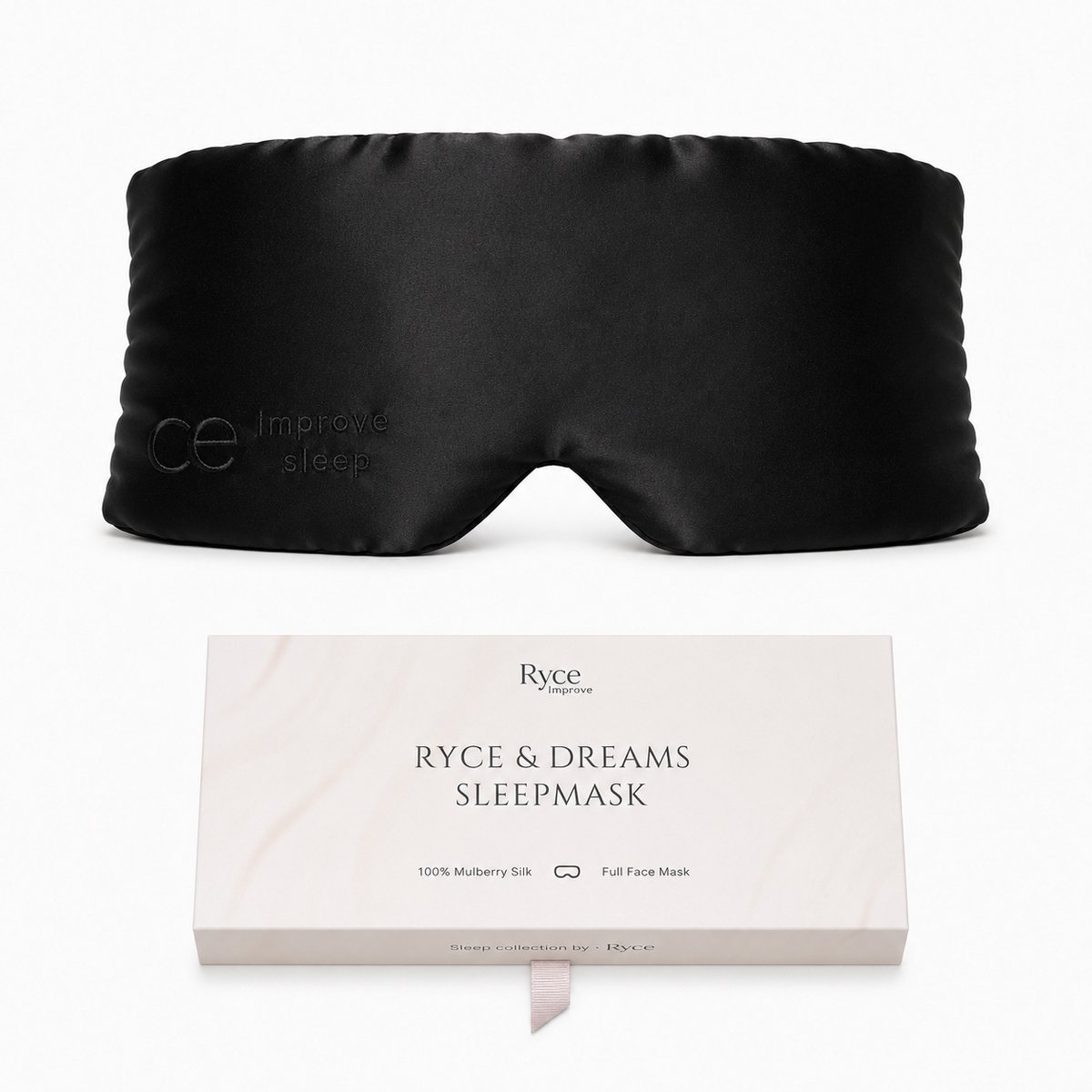 Ryce® Zijden Slaapmasker - Oogmasker - Vrouwen & Mannen - Full Cover - Cadeau - Zwart