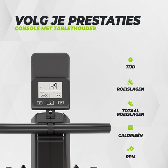 VirtuFit ROW200i Roeimachine - Inklapbaar - 10 weerstandniveaus - Geruisloos - Kinomap & FitShow - LCD Display met Tablethouder - Roeitrainer voor thuis - Roeiapparaat (ROW450)