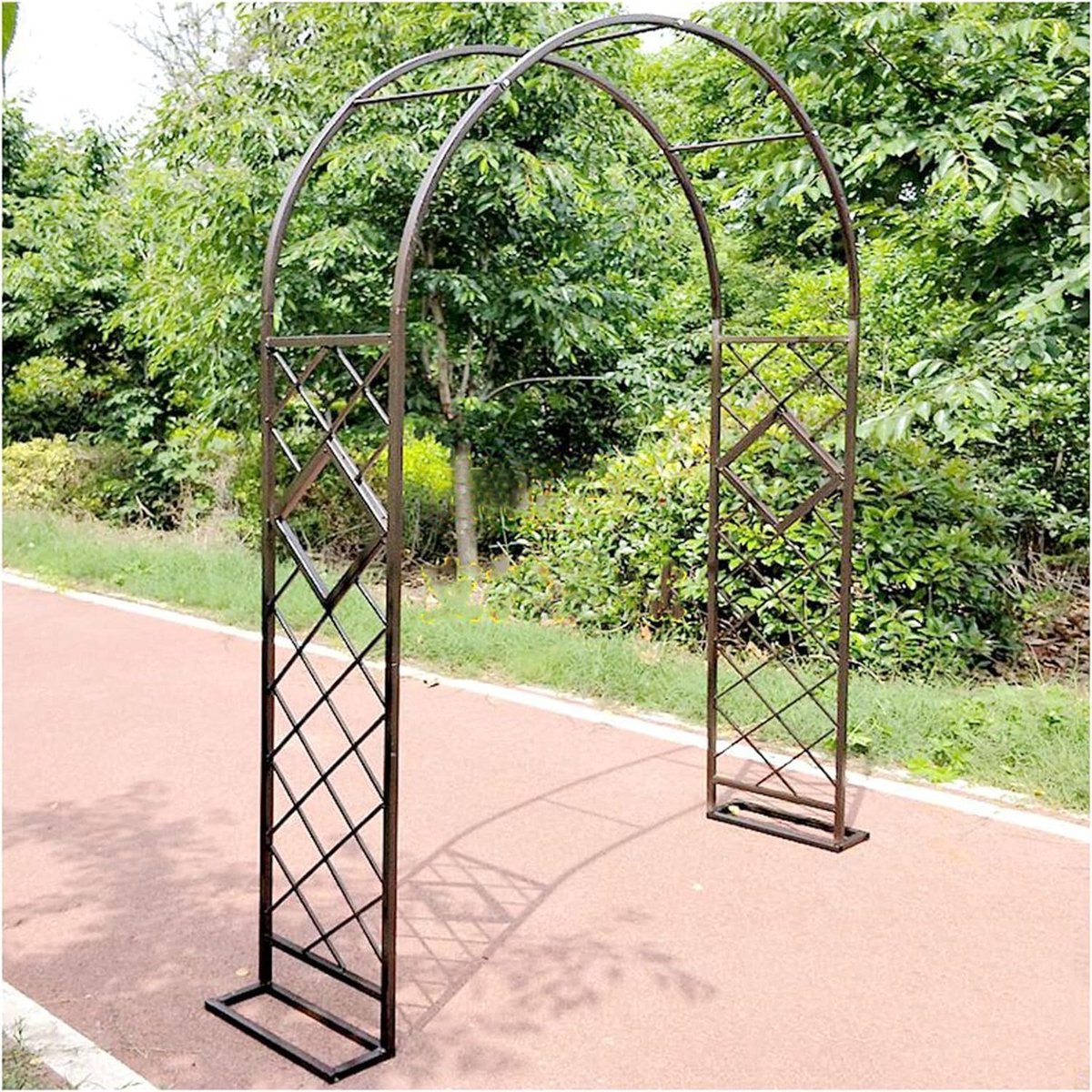 Tuinboog Metaal - Rozenboog Klimplanten - Decoratie Tuin - Verzinkt Stevig Frame - B220 x H230 cm - Bruin