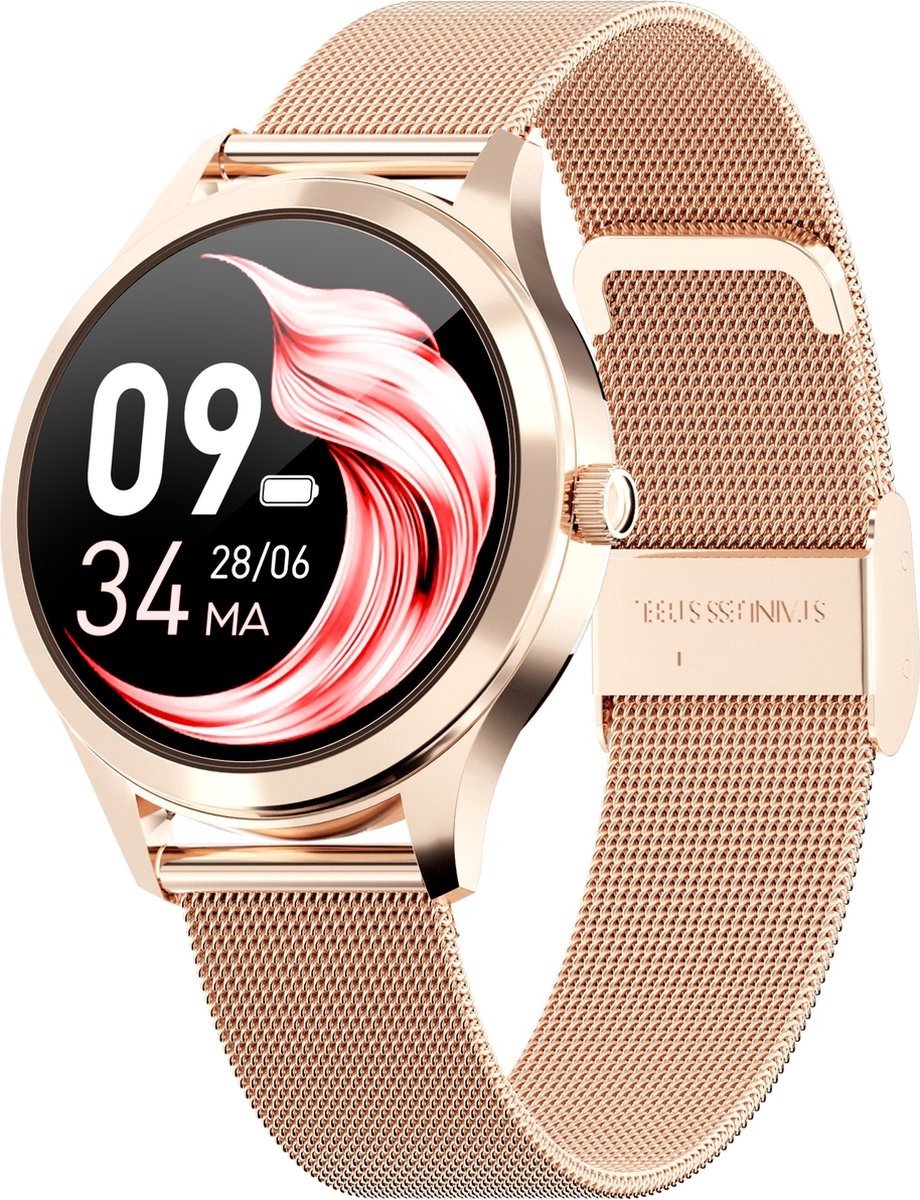 Bol.com Actyve Smartwatch Amoled Dames Rosé Goud - Geschikt voor elke smartphone - Horloge dames - Stappenteller - Slaapmonitor ... aanbieding