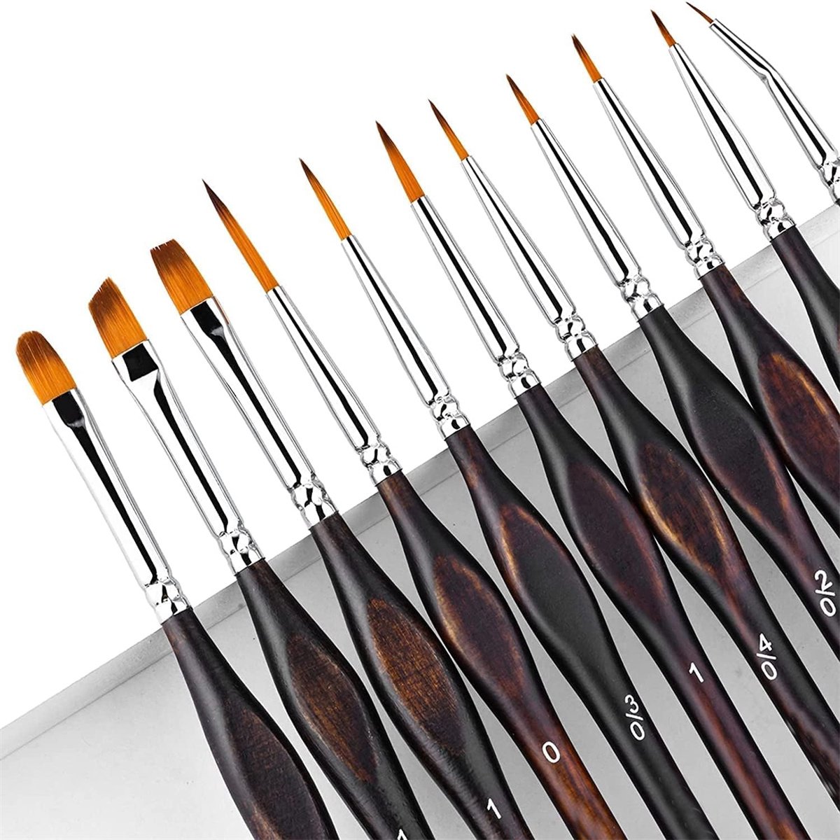 carmdering - Detailpenselen Set 11 Stuks | Fijne Kwasten voor Verf op Nummer & Modelbouw | Miniatuur Penselen voor Acryl, Aquarel & Olieverf | Precisie Penselen voor Nagelkunst & Lijnschilderen