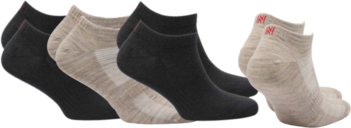 Norfolk 4 paar Wandelsokken Anti Blaren 60% Merino Wol enkelsokken met Snelle Vochtopname Platte Teennaad Enkelsokken Dames Wollen Sokken 2 2 Oatmeal 39-42 Sheldon Low-cut Zwart