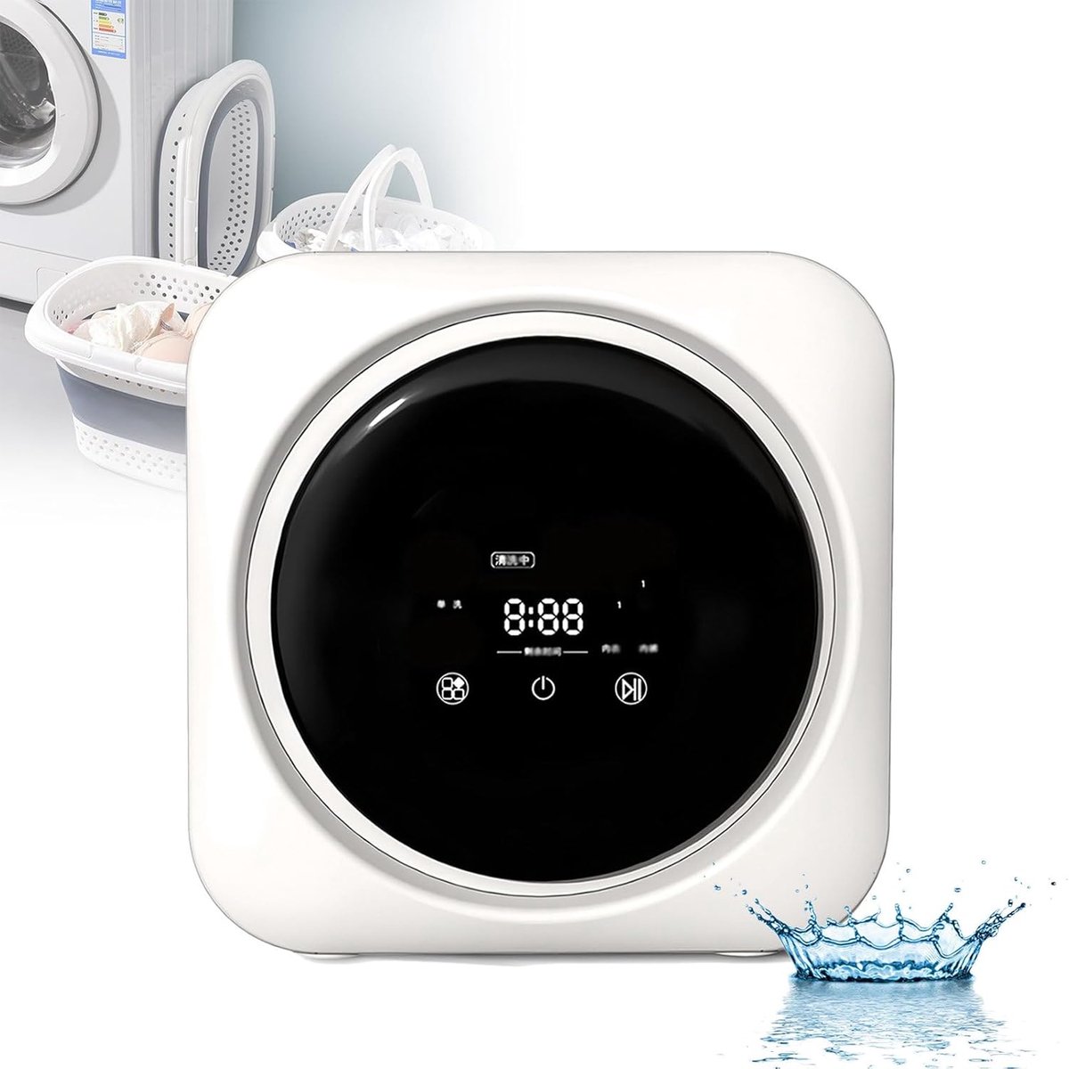 Compacte Wasmachine Mini Wasmachine Ondergoed Wassen Was en Droog 3.5 Liter Wit