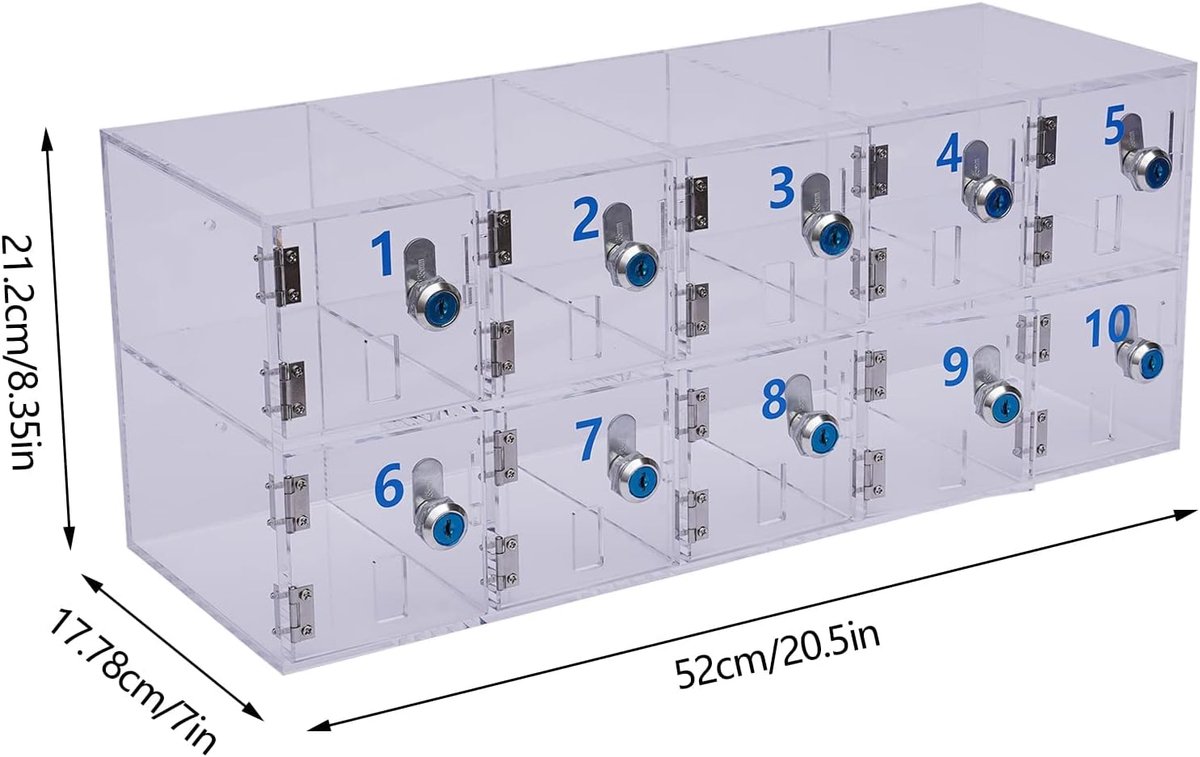 Mobiele Telefoon Locker - Telefoon Kluisje - Veilig Opbergen - 10 Slots Dubbele Sleutels