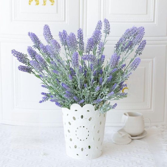 Kunstlavendel Bloemen - Nep Planten - Huis Decoratie - Levensechte Textuur - 47 cm - Paars