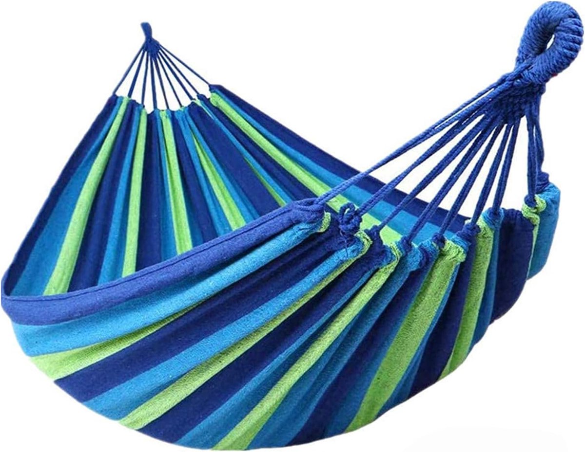 Hangmat Katoen - Strandhangmat Kampeerhangmat - Ontspannen Buiten - Hoge Gewichtscapaciteit - 300kg - Geel