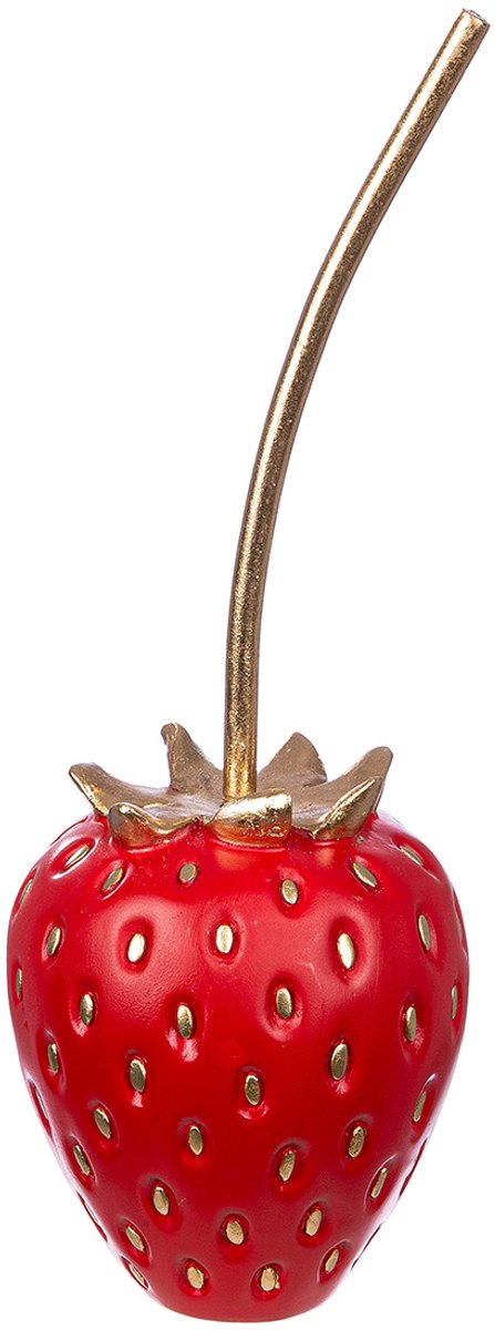 decoratie object aardbei - rood 11x11x28 cm - polyresin - rood met goud -= fruitdekoratie