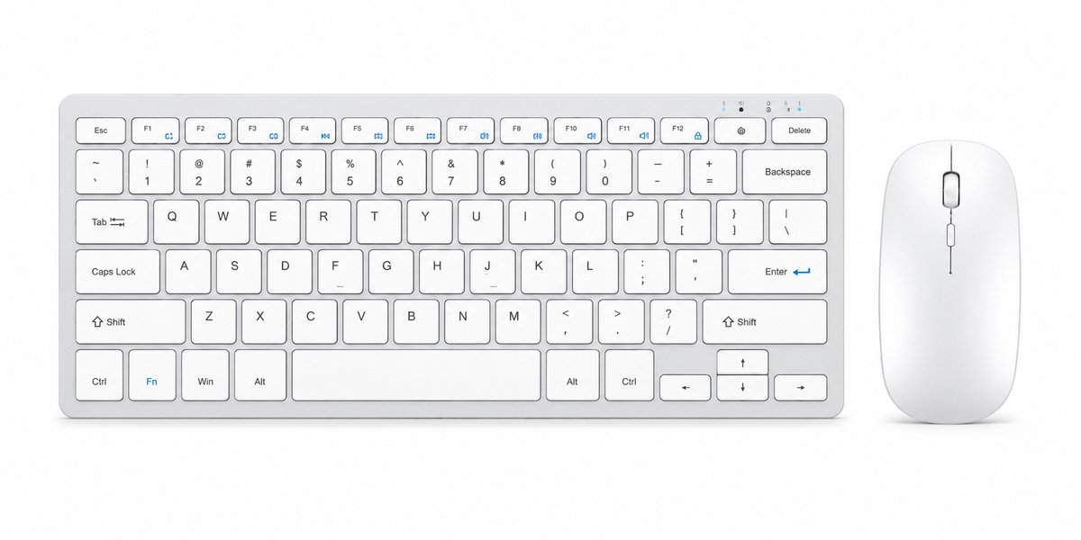 APO Electronics® AirKeys S1 - Draadloos Toetsenbord en Muis Set - Bluetooth + USB - Stil Typen - Ultradun Design - Compact Keyboard - Tot 5000 DPI - Voor Windows & Mac - Wit