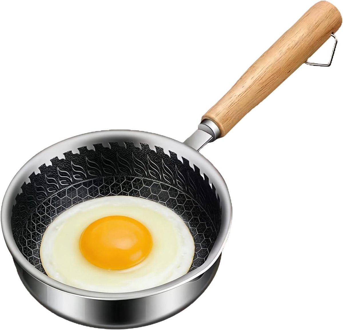 Roestvrijstalen Koekenpan - Kleine Koekenpan Pannenkoekenpan - Eieren Bakken - Nauwkeurig Gietontwerp - 14 cm - Zilverkleurig