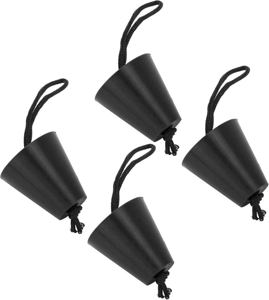 VVGoods - Flexibele Scupper Plug Set voor Kajak en Kano - 4 Stuks - Universele Afvoergaten Stopper met Lanyard - Zwart